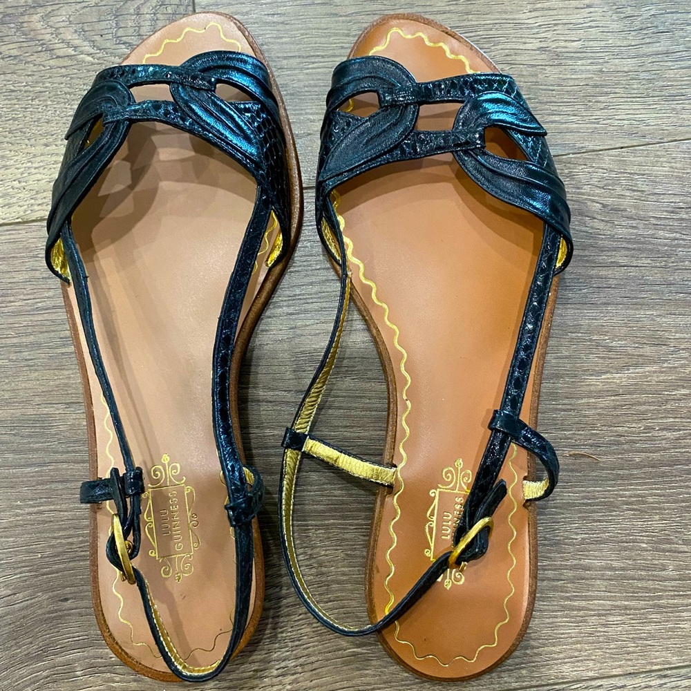 Lulu Guinness Black Sandals size 36 made in Spain
